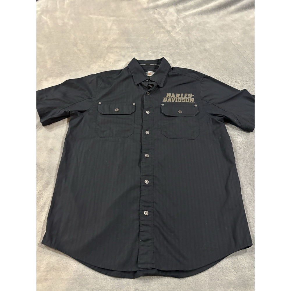 Harley Davidson Mens M Genuine Motor Clothes Short Sleeve Button Down Shirt #027